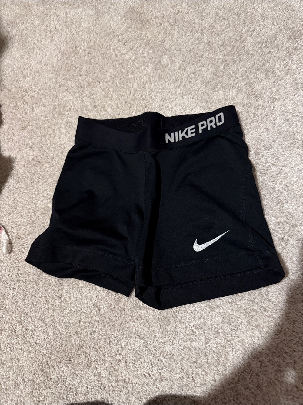 Nike Pro Black Women's Athletic Shorts with White Swoosh